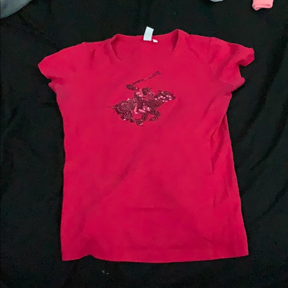 pink polo shirt